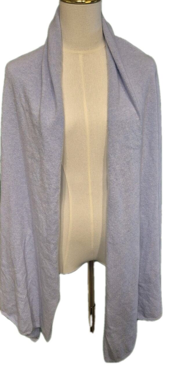 Dalle Piane Scarf Cashmere Wool Blend Italy Blue Knit Shawl 22" X 68" Chic Clas